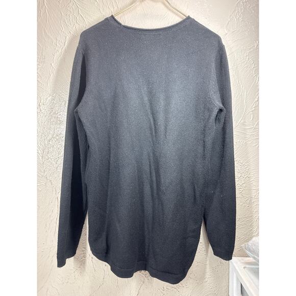 Charlie B Womens Black Sweater Hearts Embroidered‎ Side Slit Size Small - Picture 2 of 5